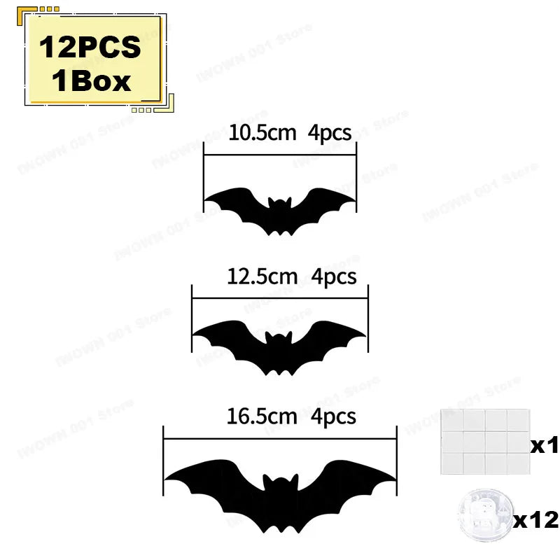 Halloween Bat/Spider Decor Night Light 3D Purple/Green Lights Wall Sticker for Self-Adhesive Decor Halloween Party Decoration
