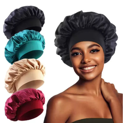 1/3/5/10 Pcs Mix Newly Silk Bonnet for Wide-Brimmed Sleeping Satin Hair Bonnets Soft Elastic Band for Women Men Curly Hair Use