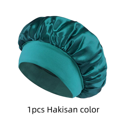 1/3/5/10 Pcs Mix Newly Silk Bonnet for Wide-Brimmed Sleeping Satin Hair Bonnets Soft Elastic Band for Women Men Curly Hair Use