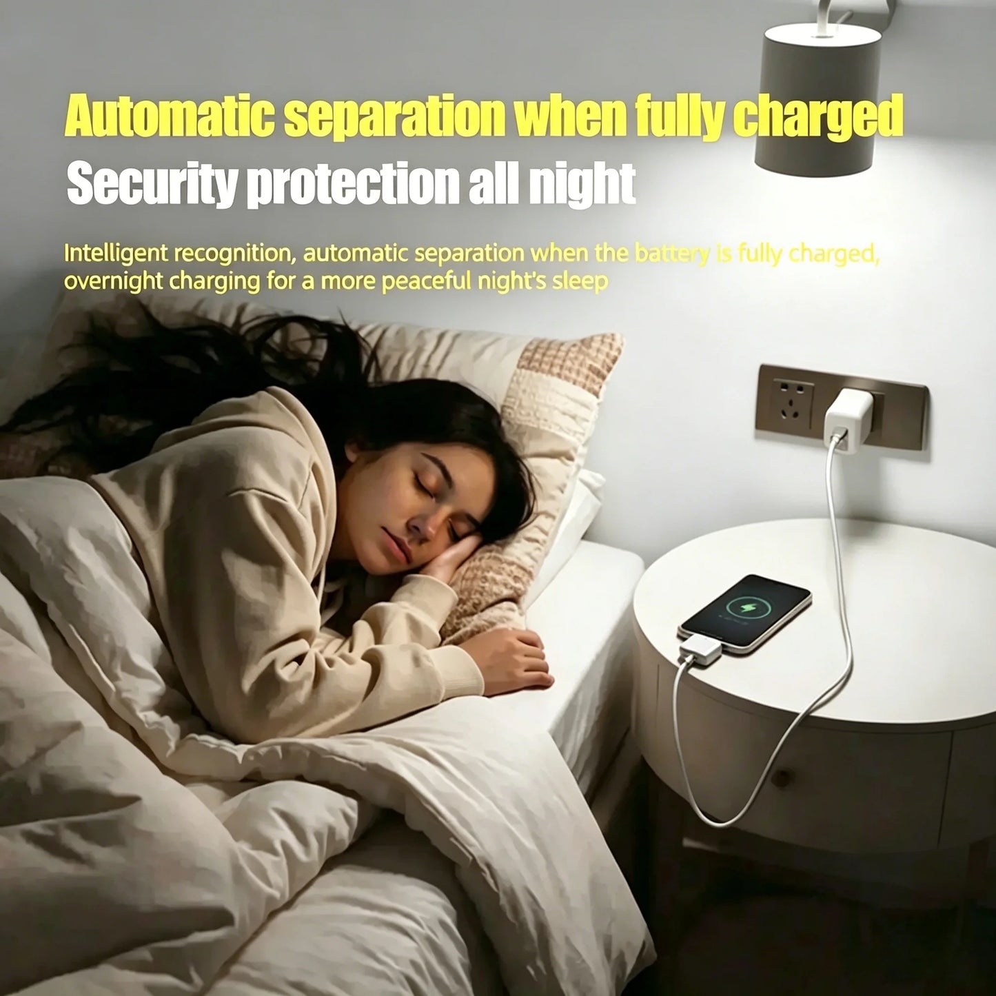 140W Smart Full Charge Self-Cut Type-C Adapter, Universal Auto Disconnect for Night Charging, Overcharge Prevention Separator