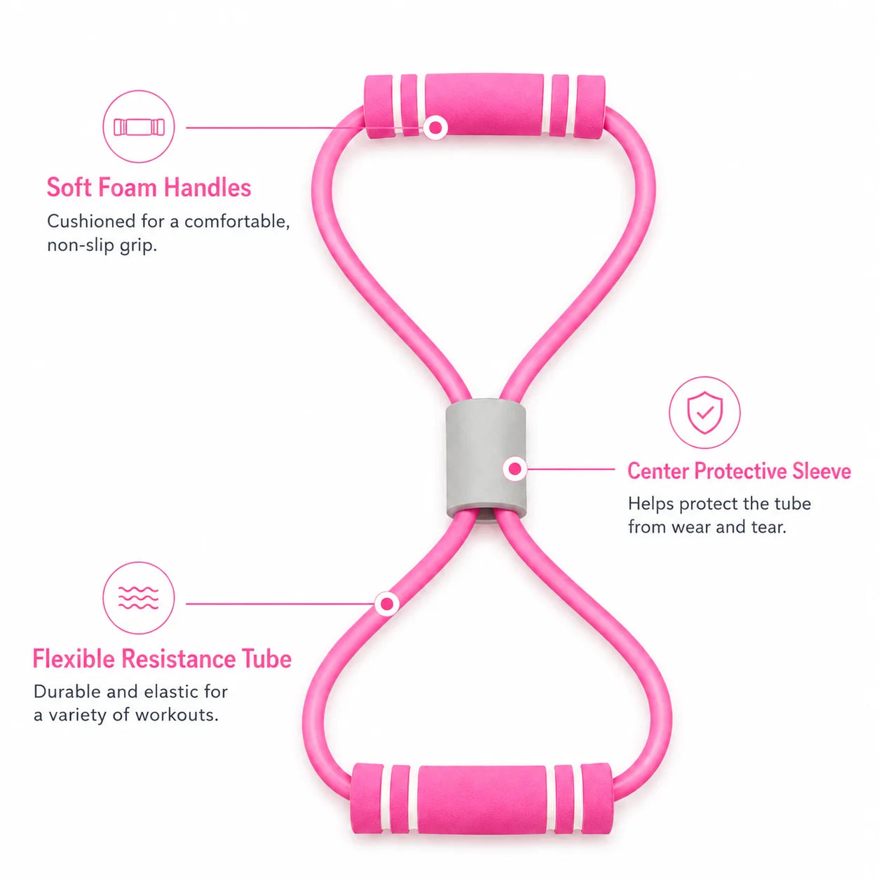 Resistance Bands with Foam Sport at Home Yoga Fitness Accessories Rubber Pull Rope Training and Exercise Gym Equipment for Women