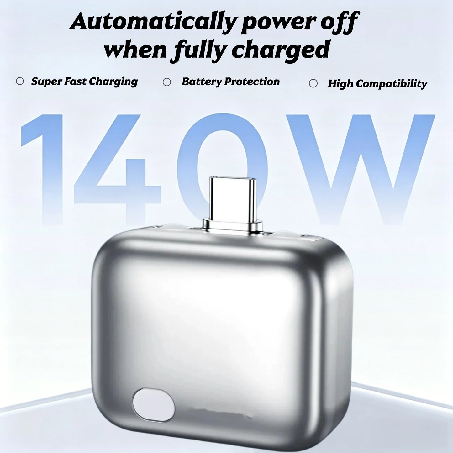140W Smart Full Charge Self-Cut Type-C Adapter, Universal Auto Disconnect for Night Charging, Overcharge Prevention Separator