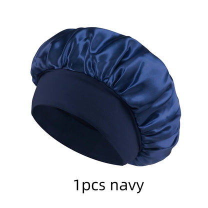 1/3/5/10 Pcs Mix Newly Silk Bonnet for Wide-Brimmed Sleeping Satin Hair Bonnets Soft Elastic Band for Women Men Curly Hair Use