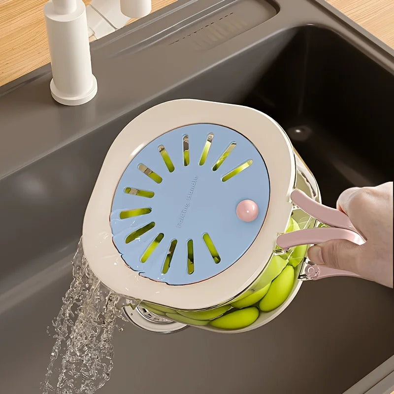 Multifunctional Fruit Vegetable Washing Bowl with Strainer, Multifunctional Produce Washer, Berry Container, Lettuce Keeper