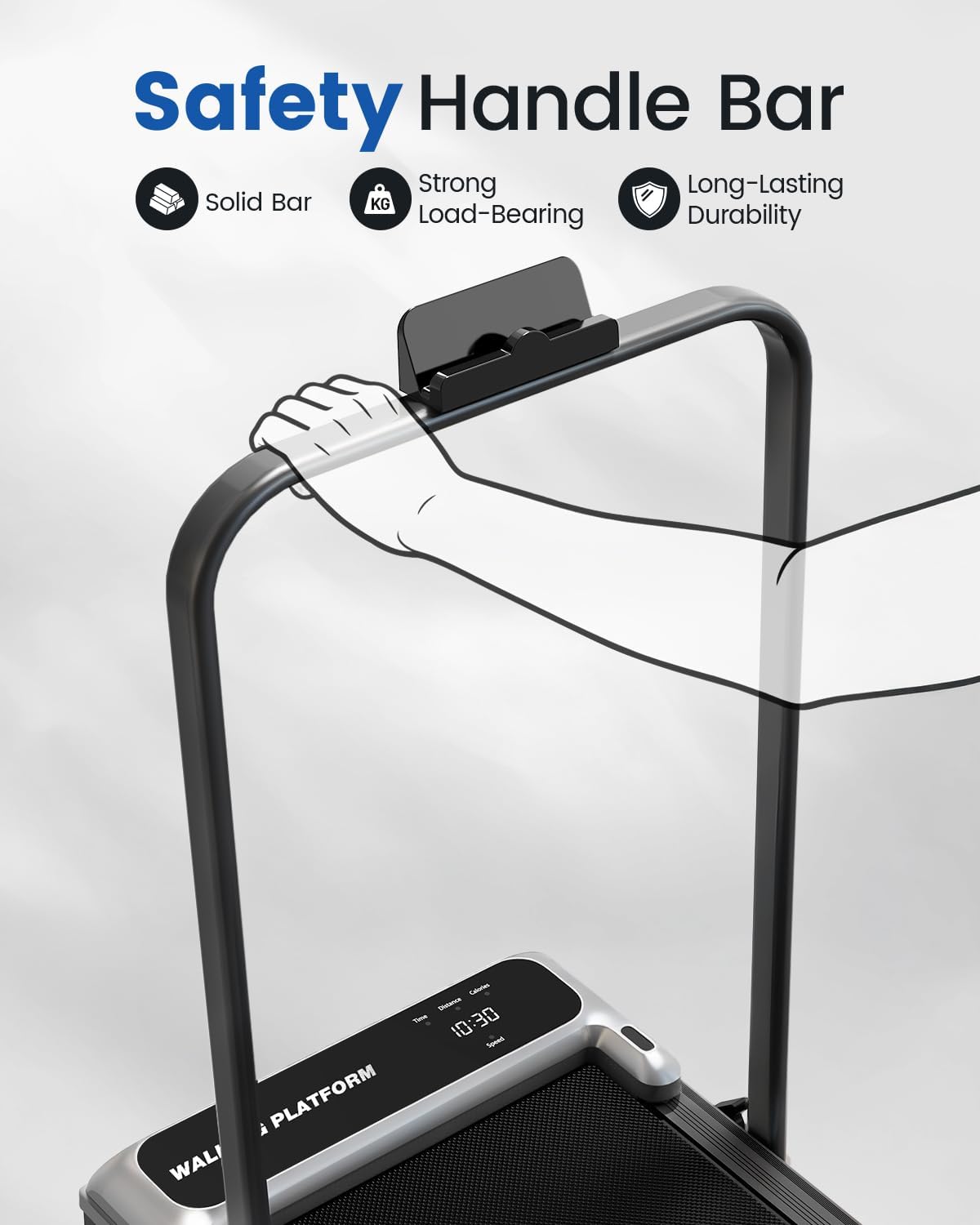 Walking Pad Treadmill for Home, Walking Pad with Incline and Handle Bar | Sturdy Foldable Handles Walking Pad with LED Display, Portable Quiet under Desk Treadmills for Small Space at Home Office