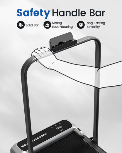 Walking Pad Treadmill for Home, Walking Pad with Incline and Handle Bar | Sturdy Foldable Handles Walking Pad with LED Display, Portable Quiet under Desk Treadmills for Small Space at Home Office