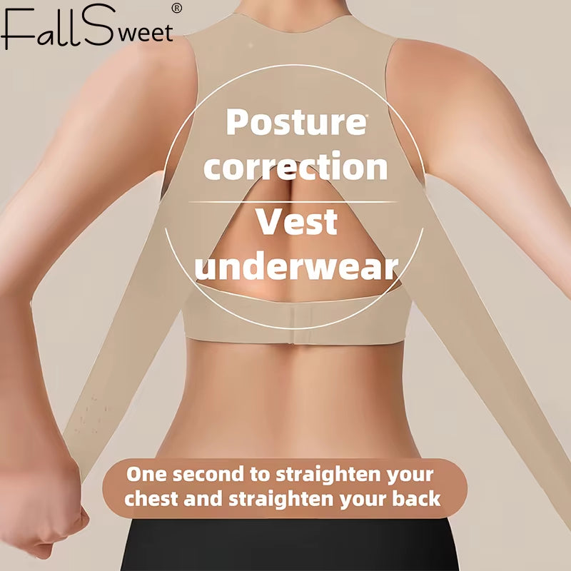 Wireless Posture Correction Bra for Women Seamless Push up Bralette with Cross Back Support for Daily Shaping Lingerie
