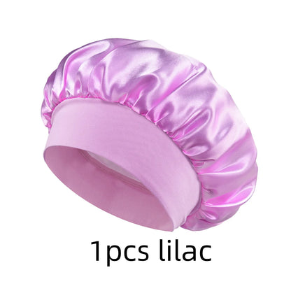 1/3/5/10 Pcs Mix Newly Silk Bonnet for Wide-Brimmed Sleeping Satin Hair Bonnets Soft Elastic Band for Women Men Curly Hair Use