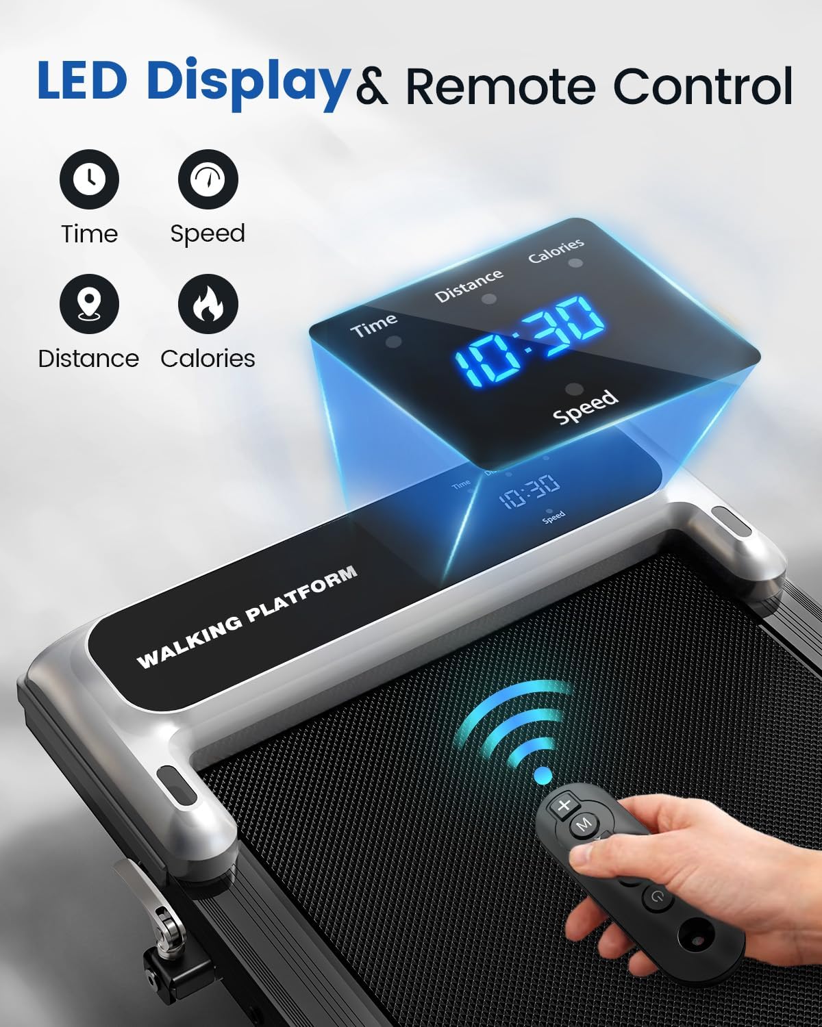 Walking Pad Treadmill for Home, Walking Pad with Incline and Handle Bar | Sturdy Foldable Handles Walking Pad with LED Display, Portable Quiet under Desk Treadmills for Small Space at Home Office