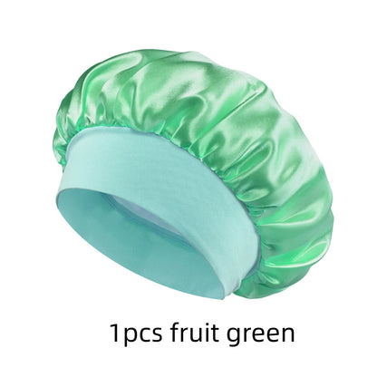 1/3/5/10 Pcs Mix Newly Silk Bonnet for Wide-Brimmed Sleeping Satin Hair Bonnets Soft Elastic Band for Women Men Curly Hair Use