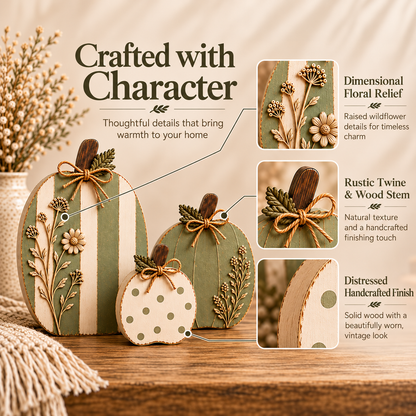 3-Piece Fall & Christmas Wooden Tabletop Decor Set