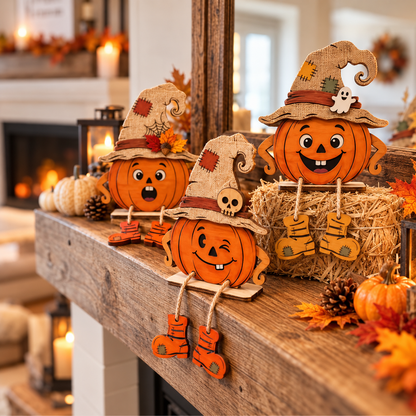 Pumkara Wooden Pumpkin Shelf Sitters