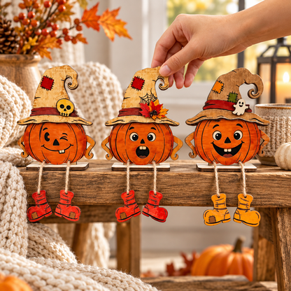 Pumkara Wooden Pumpkin Shelf Sitters