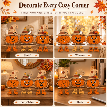 Pumkara Wooden Pumpkin Shelf Sitters