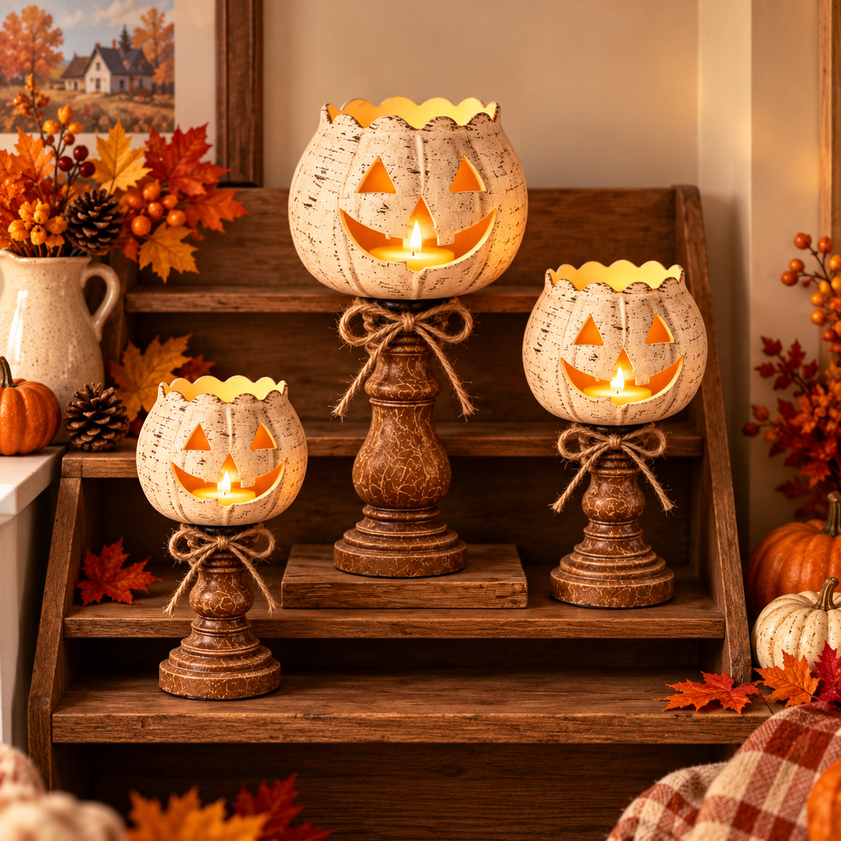 Lumkin Rustic Pumpkin Candle Holder