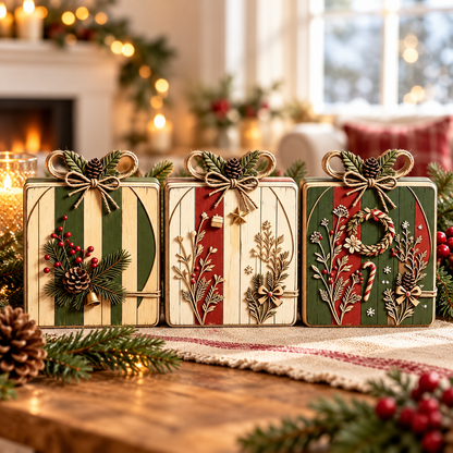 3-Piece Fall & Christmas Wooden Tabletop Decor Set