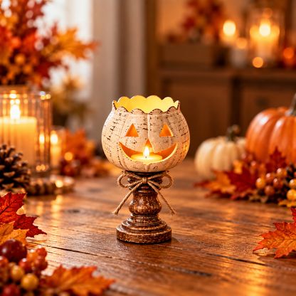 Lumkin Rustic Pumpkin Candle Holder