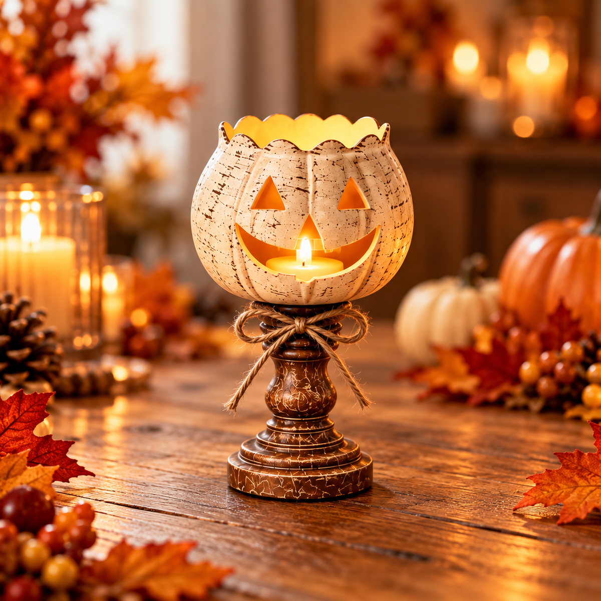 Lumkin Rustic Pumpkin Candle Holder