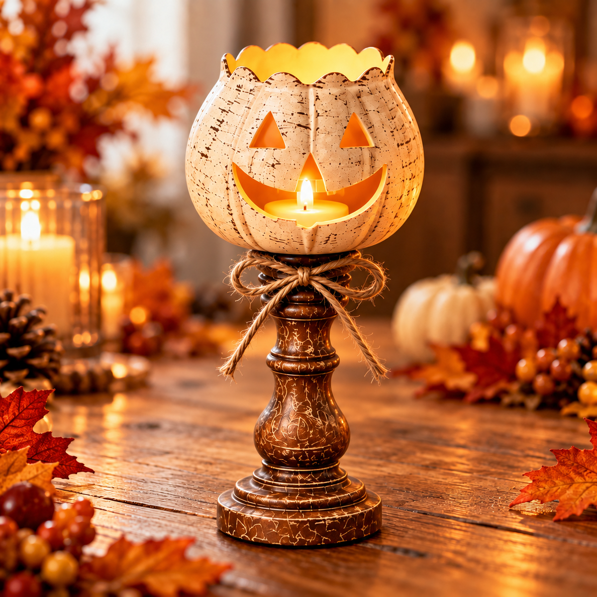 Lumkin Rustic Pumpkin Candle Holder