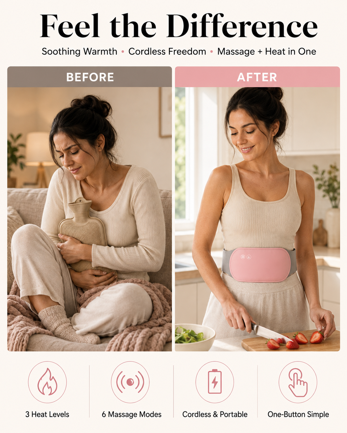 Emberly  - Cordless Heating Pad for Period Cramps