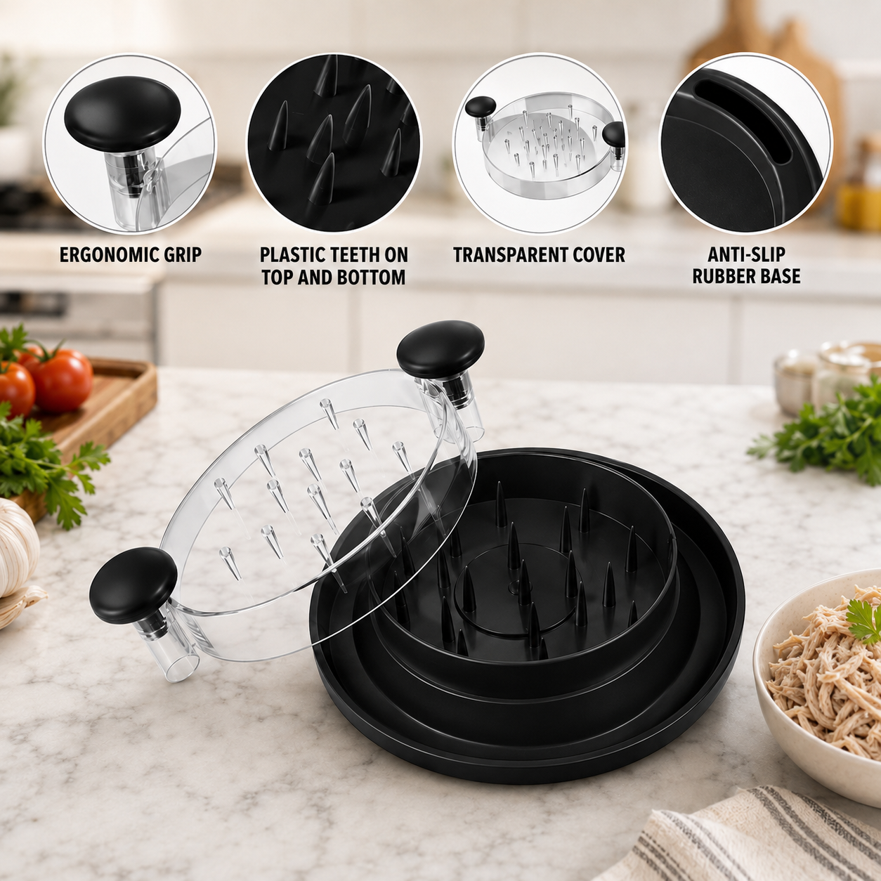 Minvela - Chicken & Meat Shredder, Shred in Seconds, Effortless Cleanup