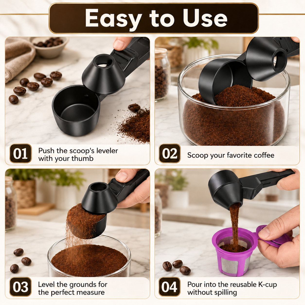 Pourissa - Coffee & Protein Scoop with Built-In Funnel