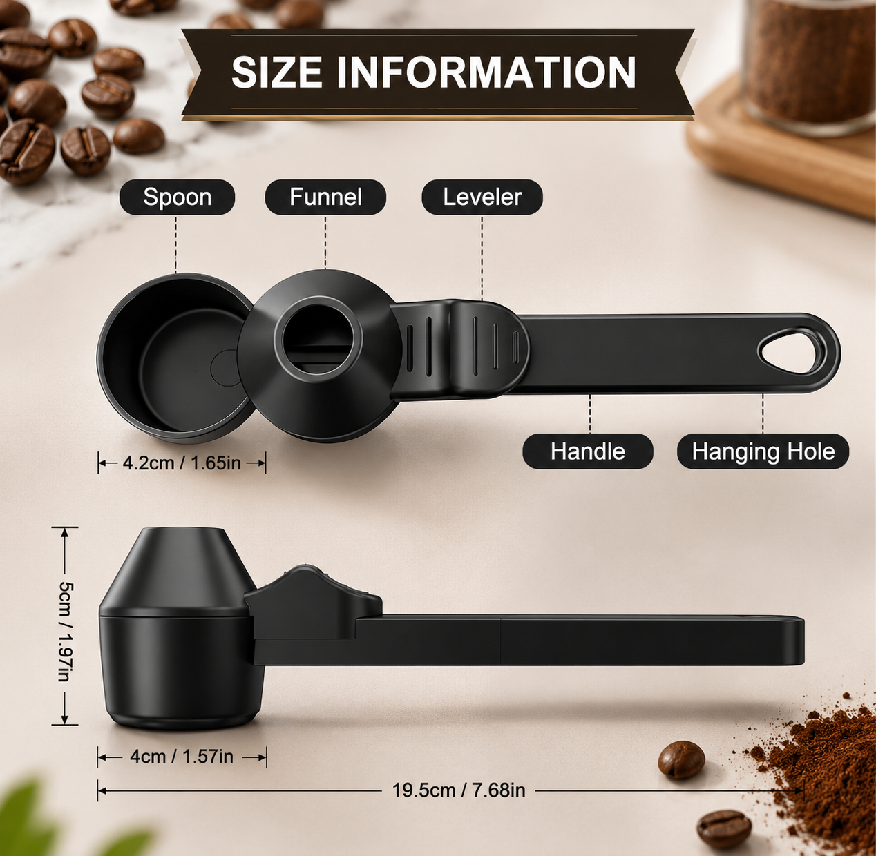 Pourissa - Coffee & Protein Scoop with Built-In Funnel