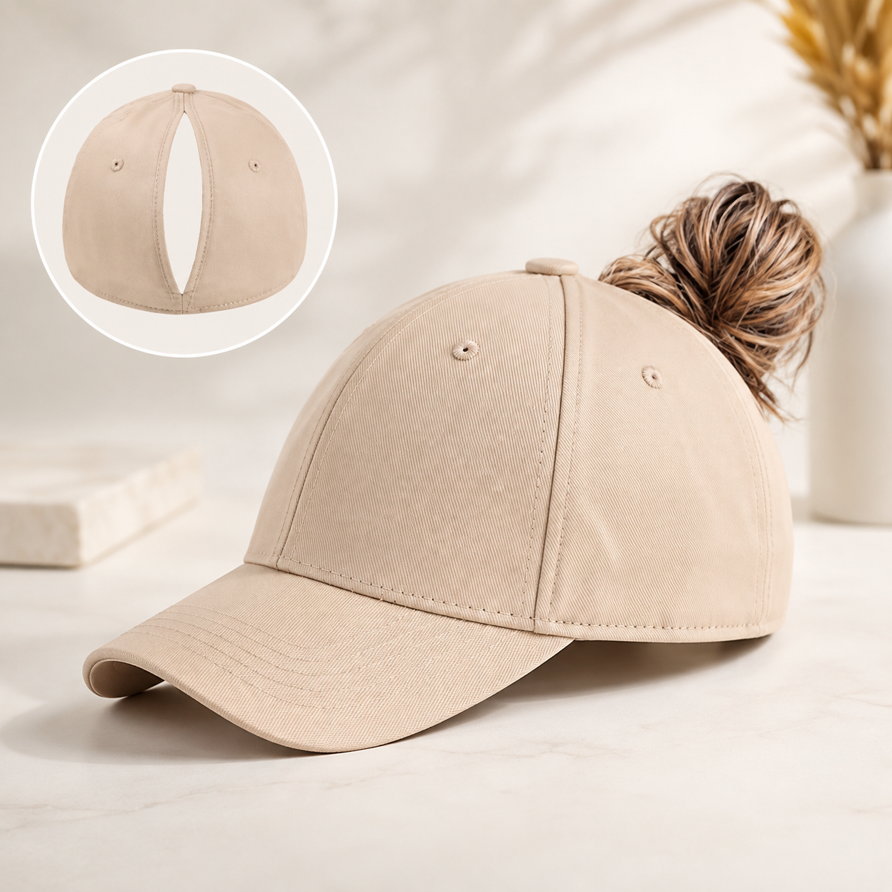 Canvela - Magnetic Ponytail Baseball Cap / UV Sun Protection Hat for Women
