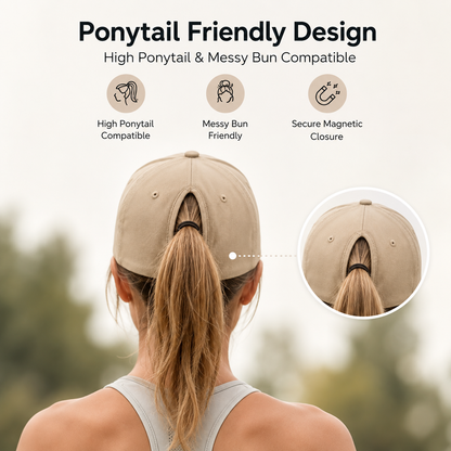 Canvela - Magnetic Ponytail Baseball Cap / UV Sun Protection Hat for Women