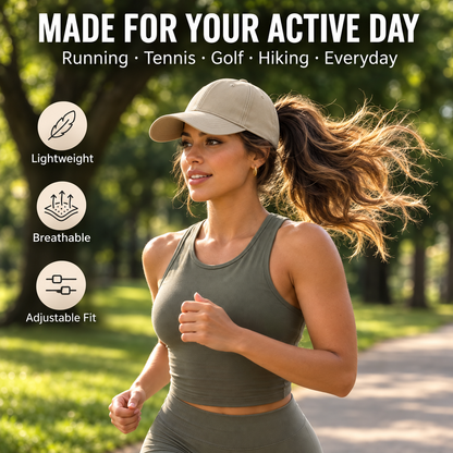 Canvela - Magnetic Ponytail Baseball Cap / UV Sun Protection Hat for Women