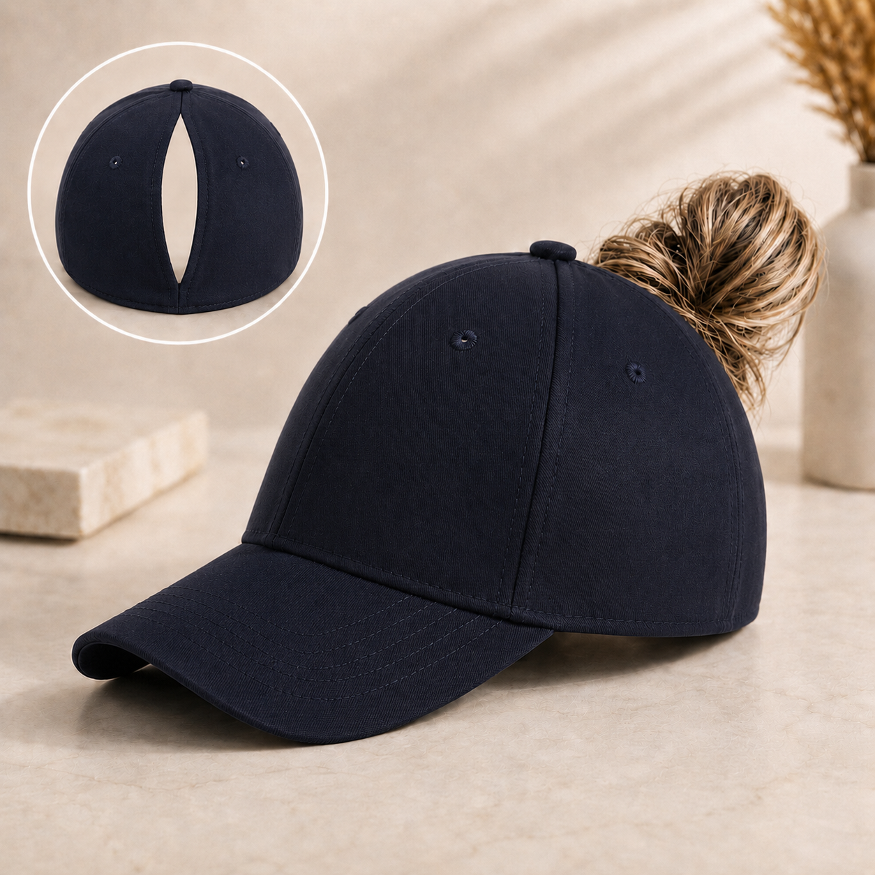 Canvela - Magnetic Ponytail Baseball Cap / UV Sun Protection Hat for Women