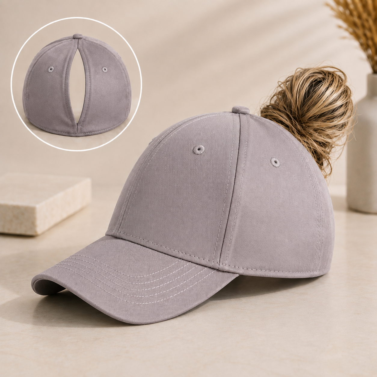 Canvela - Magnetic Ponytail Baseball Cap / UV Sun Protection Hat for Women