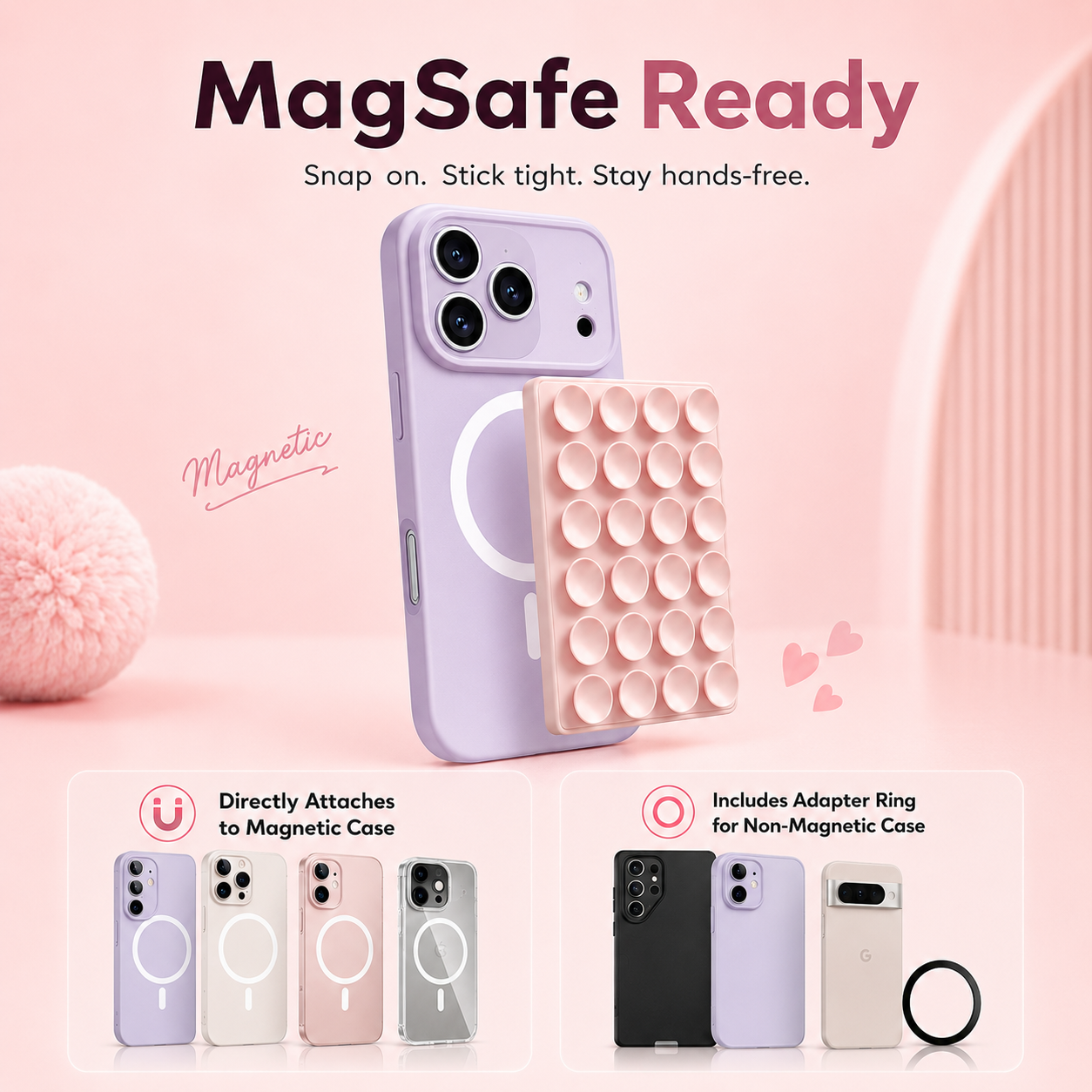 Magnetic Suction Phone Holder – Hands-Free MagSafe Wall Mount for iPhone & Android