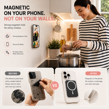 Magnetic Suction Phone Holder – Hands-Free MagSafe Wall Mount for iPhone & Android