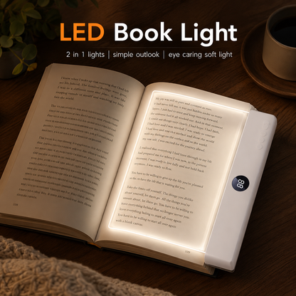 LumaPage - Rechargeable LED Book Light, 3 Colors, Dimmable & Timer