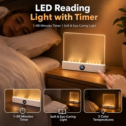 LumaPage - Rechargeable LED Book Light, 3 Colors, Dimmable & Timer