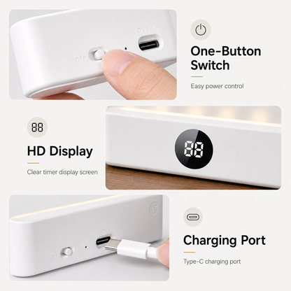 LumaPage - Rechargeable LED Book Light, 3 Colors, Dimmable & Timer