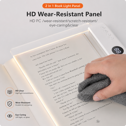 LumaPage - Rechargeable LED Book Light, 3 Colors, Dimmable & Timer