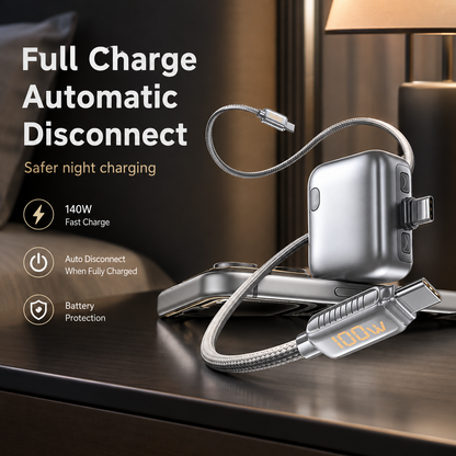 NightGuard - 140W USB-C Auto-Stop Adapter with Overcharge Protection