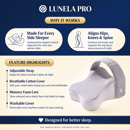 LunelaPro Knee Pillow for Side Sleepers