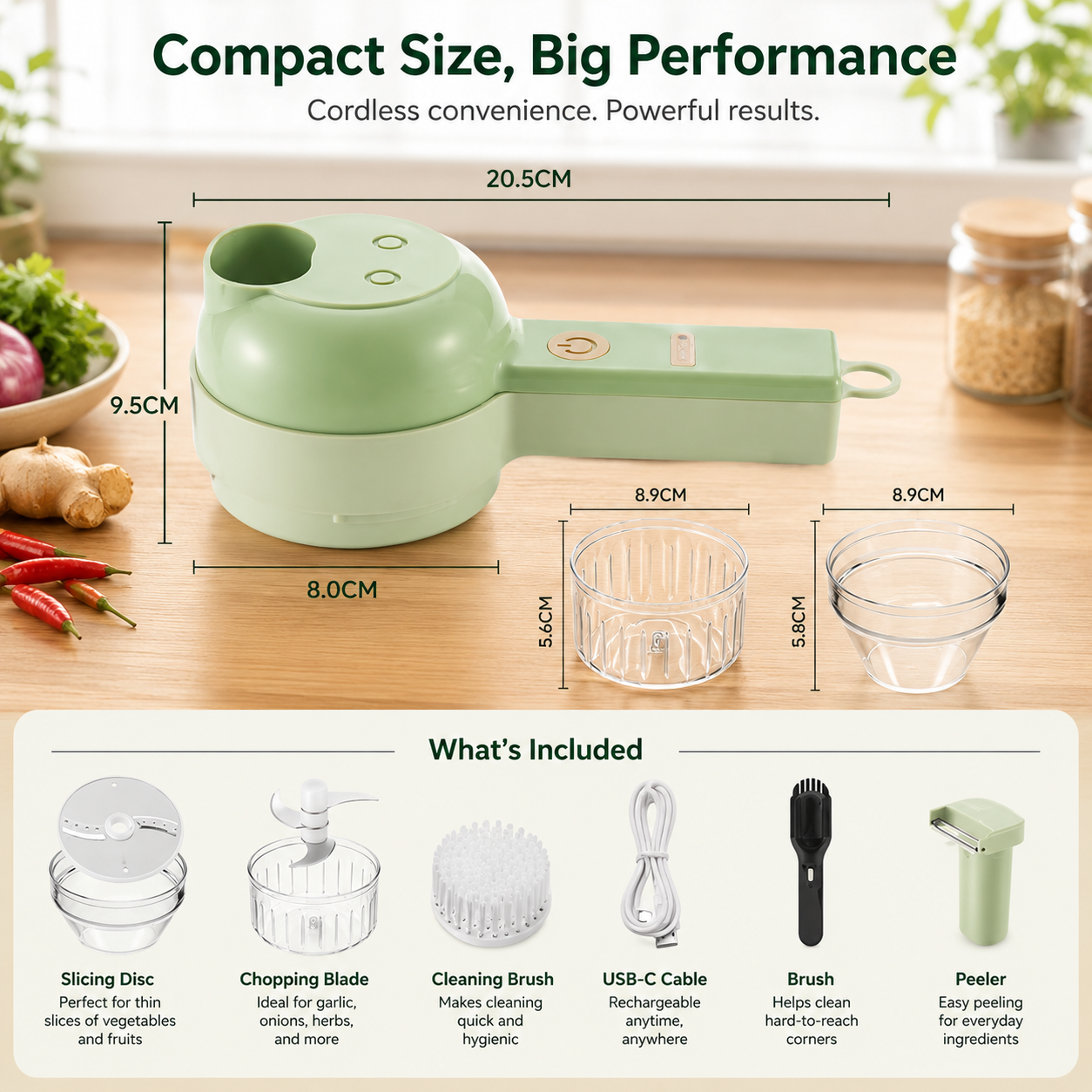 Aureloq Cordless Electric Food Chopper - 4-in-1 Kitchen Prep Set
