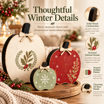 3-Piece Fall & Christmas Wooden Tabletop Decor Set