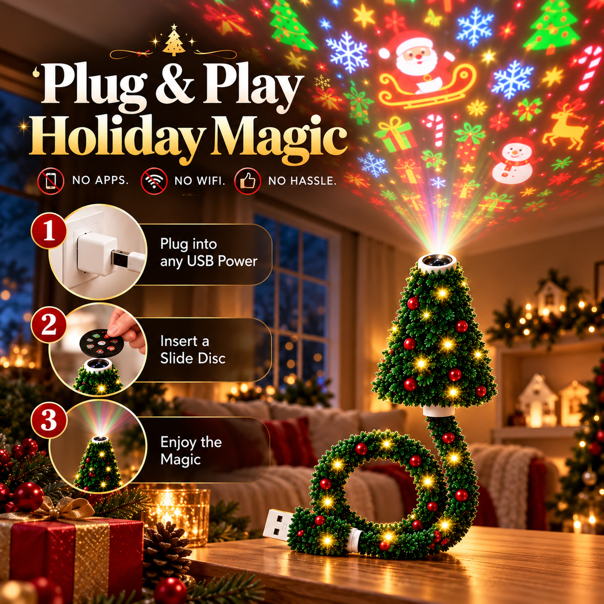 Christmas Tree USB Projector Light