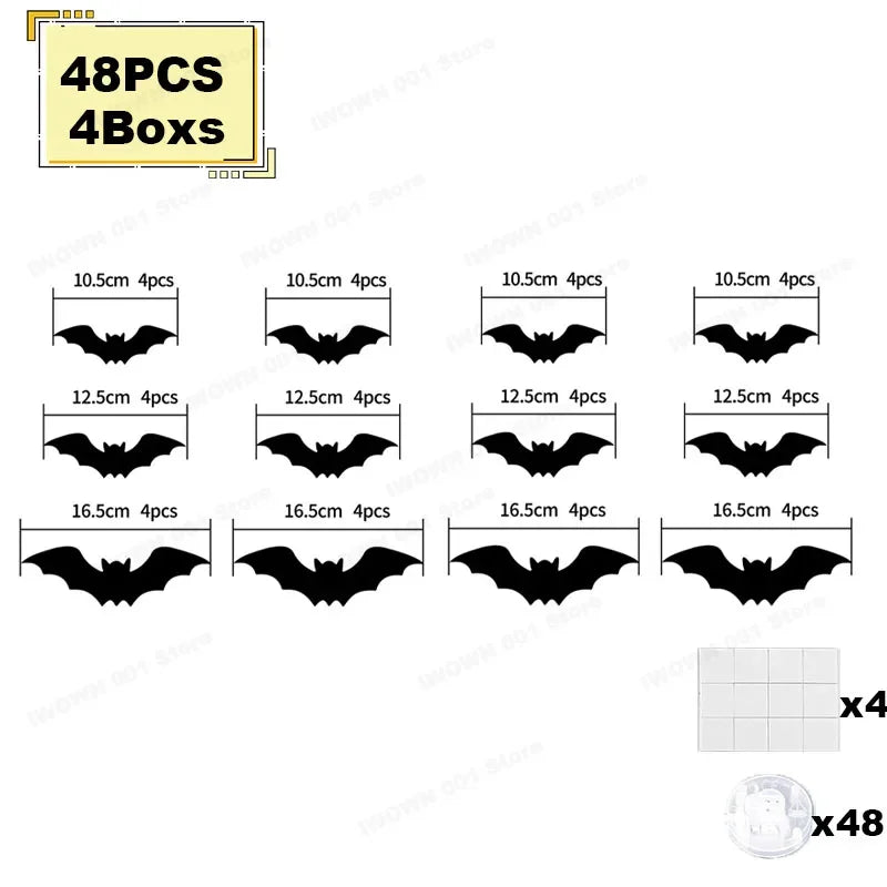 Halloween Bat/Spider Decor Night Light 3D Purple/Green Lights Wall Sticker for Self-Adhesive Decor Halloween Party Decoration