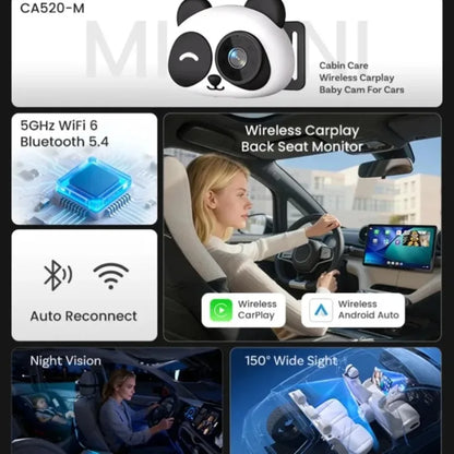Wireless Carplay Baby Monitor Camera Adapter Rearview Incar Infant Pet Monitor Wired-To-Wireless Box Plug&Play for Car Backseat