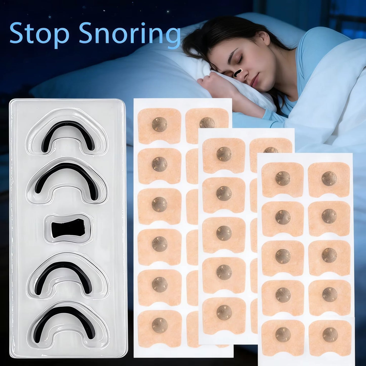 Magnetic Nasal Strips Anti-Snoring Aid 15/30-Day Supply Strong Adhesive Tabs High-Quality Sleep Appliance for Snoring Relief