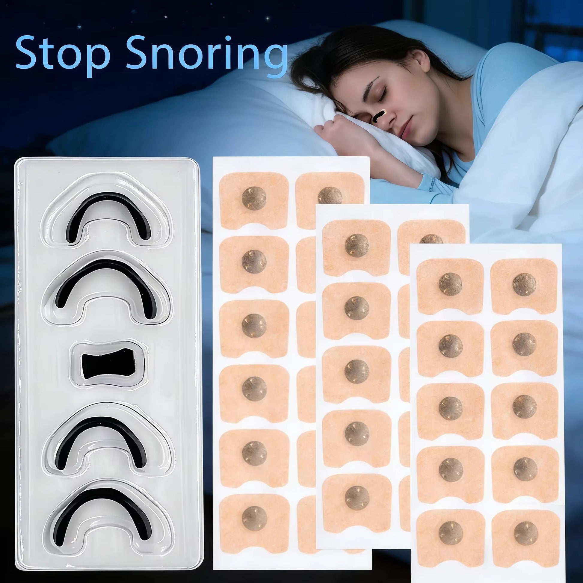 Magnetic Nasal Strips Anti-Snoring Aid 15/30-Day Supply Strong Adhesive Tabs High-Quality Sleep Appliance for Snoring Relief
