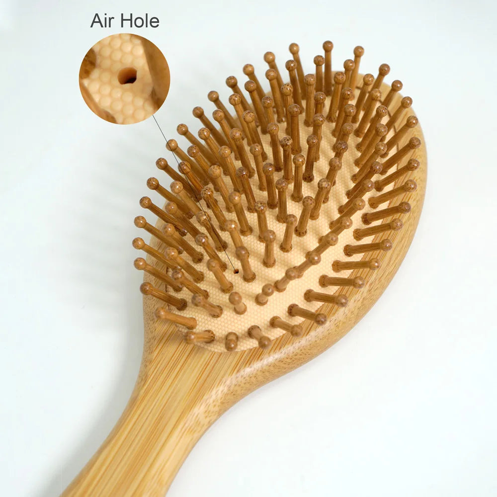 1PC Wood Comb Professional Healthy Paddle Cushion Hair Loss Massage Brush Hairbrush Comb Scalp Hair Care Healthy Bamboo Comb