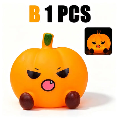 Halloween Cute Ghost Witch Hat Pumpkin Night Light Silicone LED Lamp Desktop Ornament Home Party Atmosphere Decor Holiday Gift