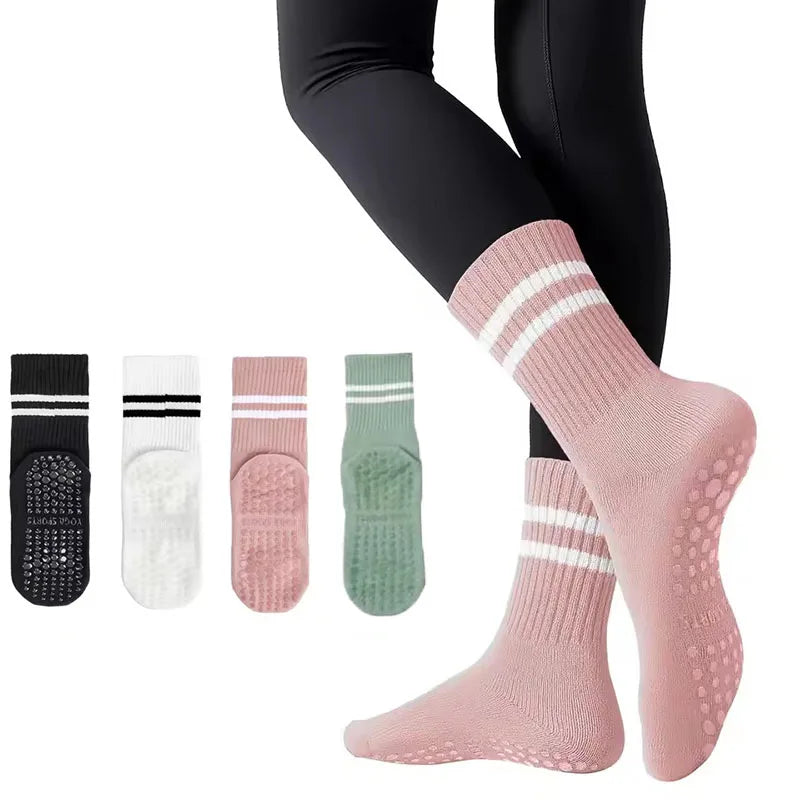 Women anti Slip Pilates Socks with Silicone Grips Non Skid Yoga Socks for Barre Ballet Dance Studio Workout Fitness Training